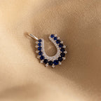 Lucky Sapphire Horseshoe Charm in Silver