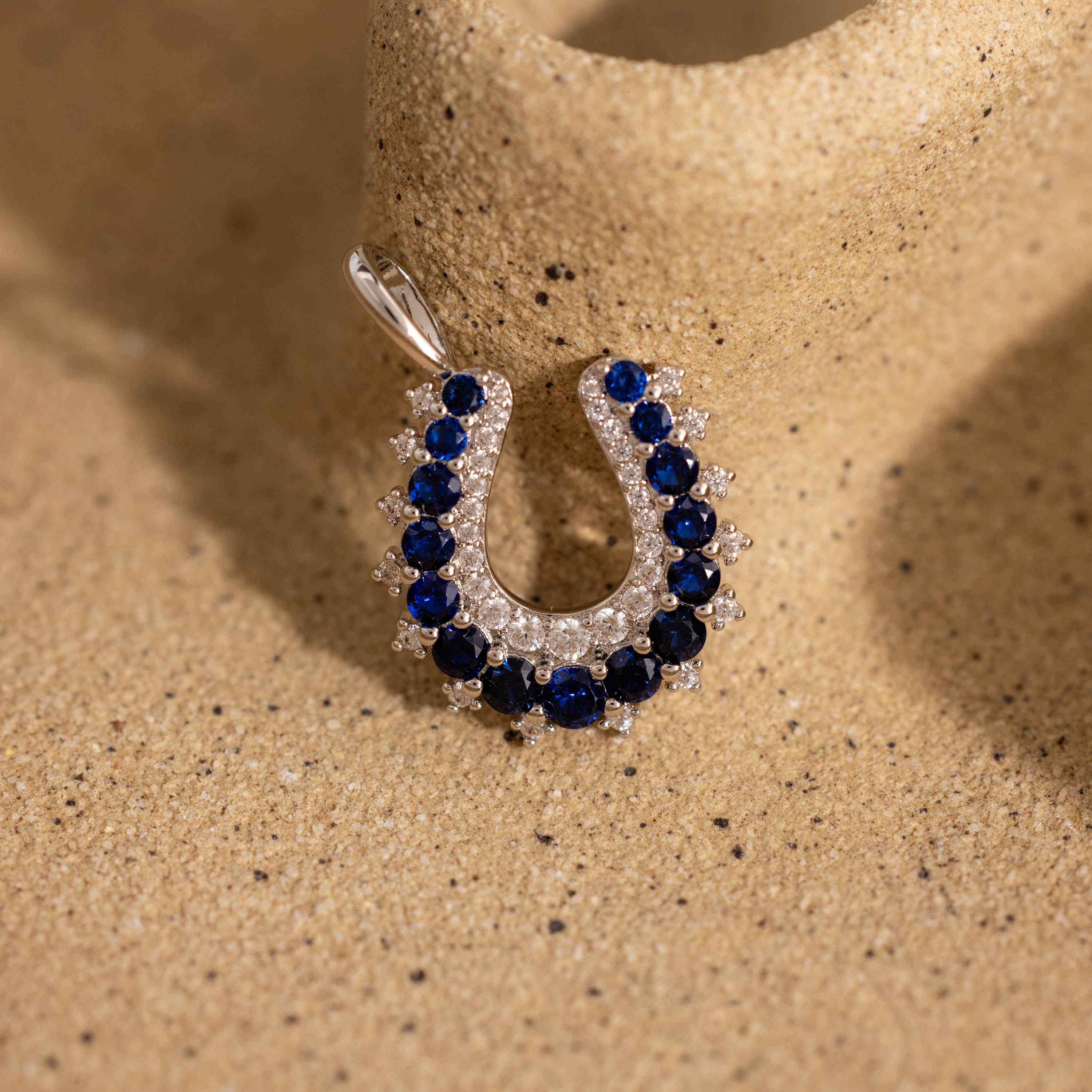 Lucky Sapphire Horseshoe Charm