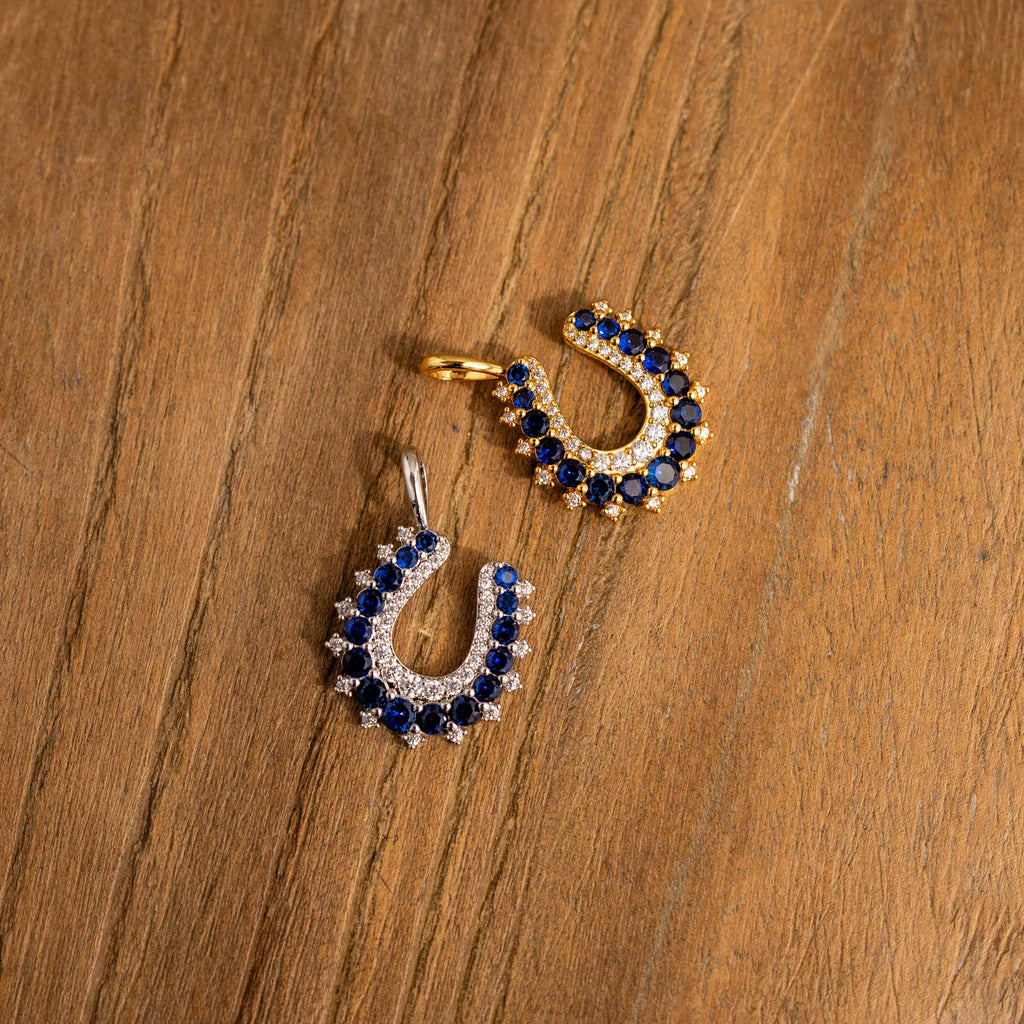 Lucky Sapphire Horseshoe Charm