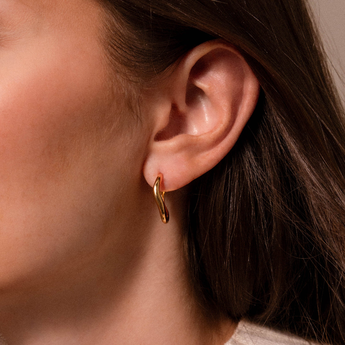 Organic Wave Earrings in 18K Gold