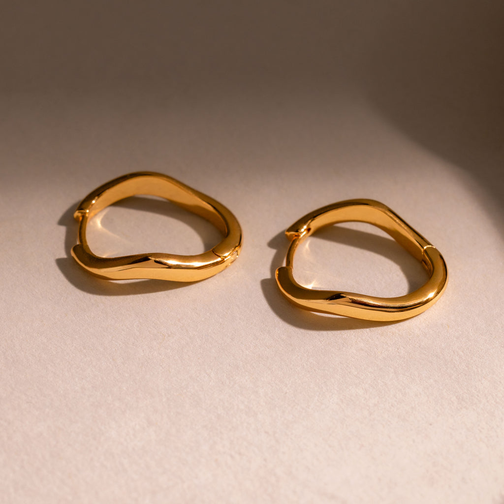 Organic Wave Earrings in 18K Gold