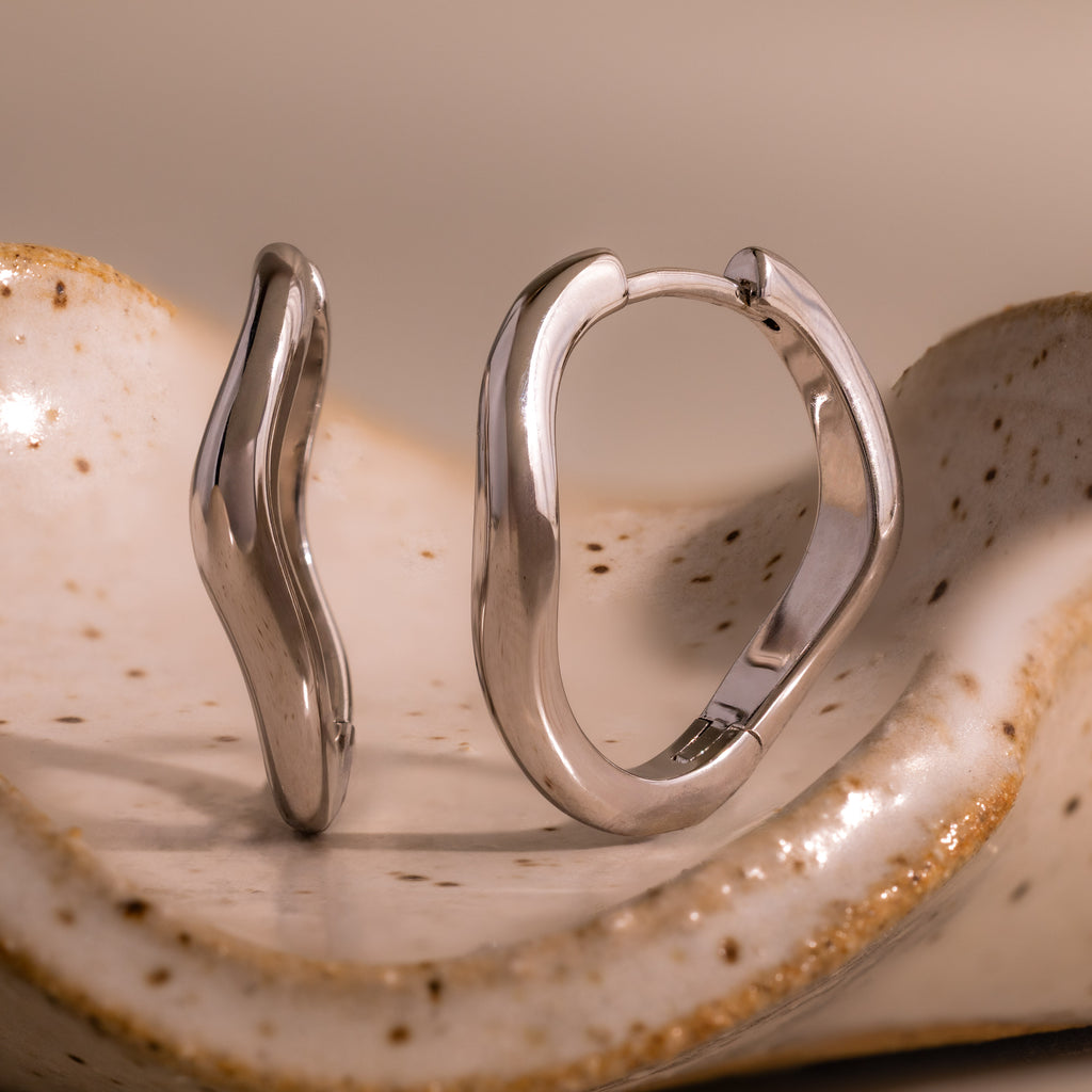 Organic Wave Earrings in Silver