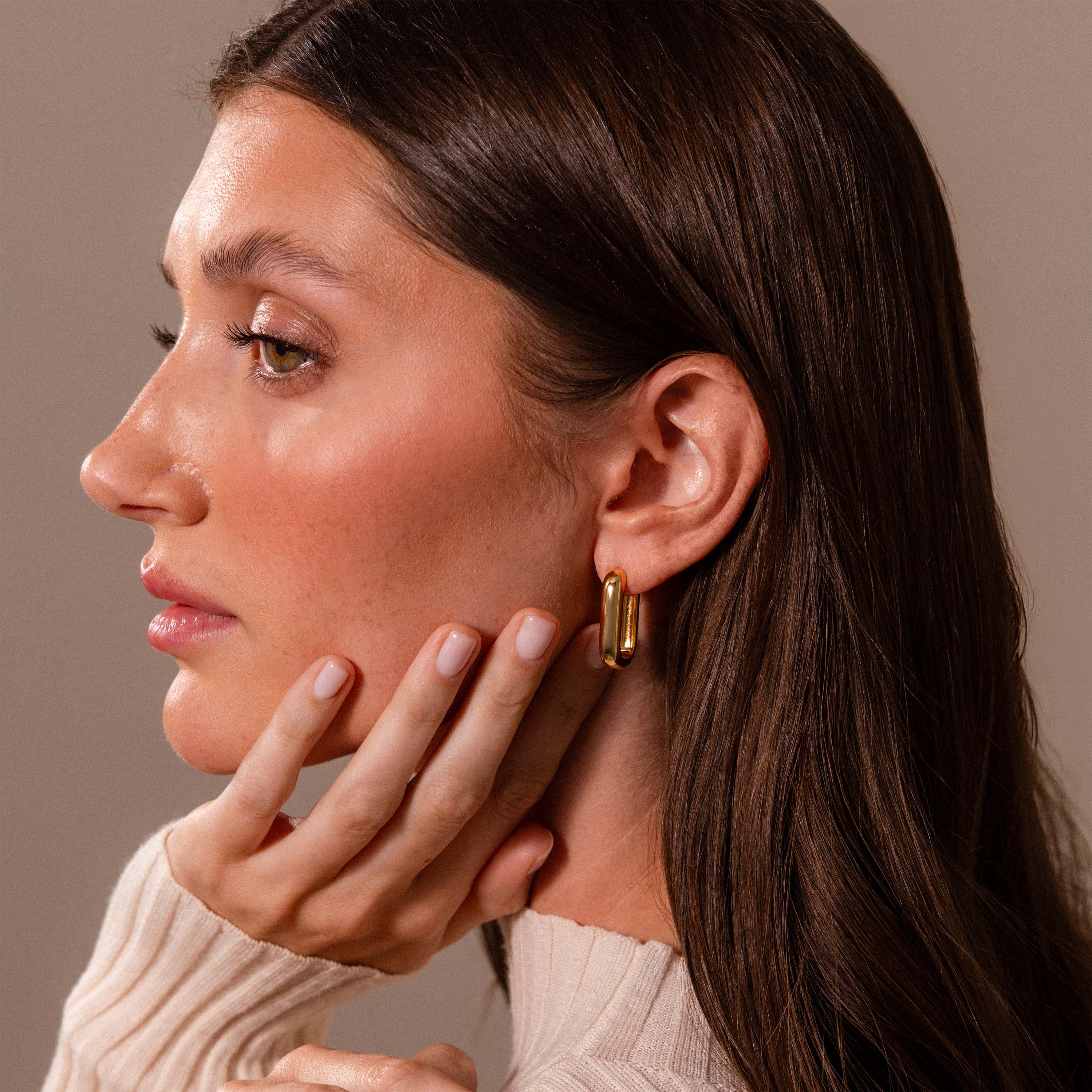 Chunky Link Hoops in 18K Gold