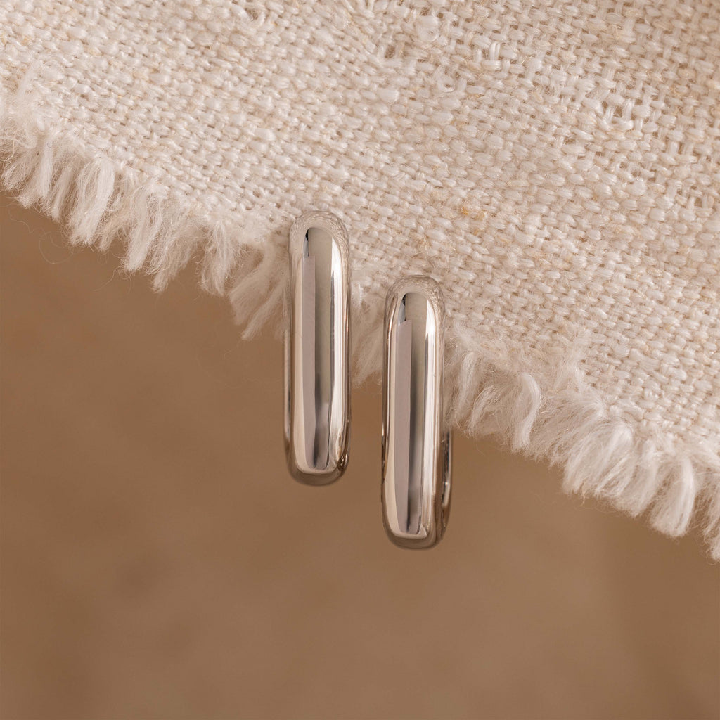 Chunky Link Hoops in Silver