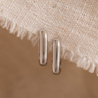 Chunky Link Hoops in Silver