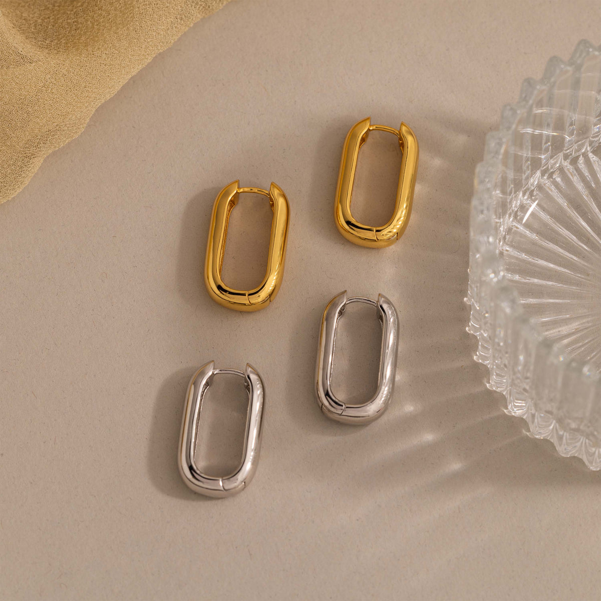 Chunky Link Hoops in Silver