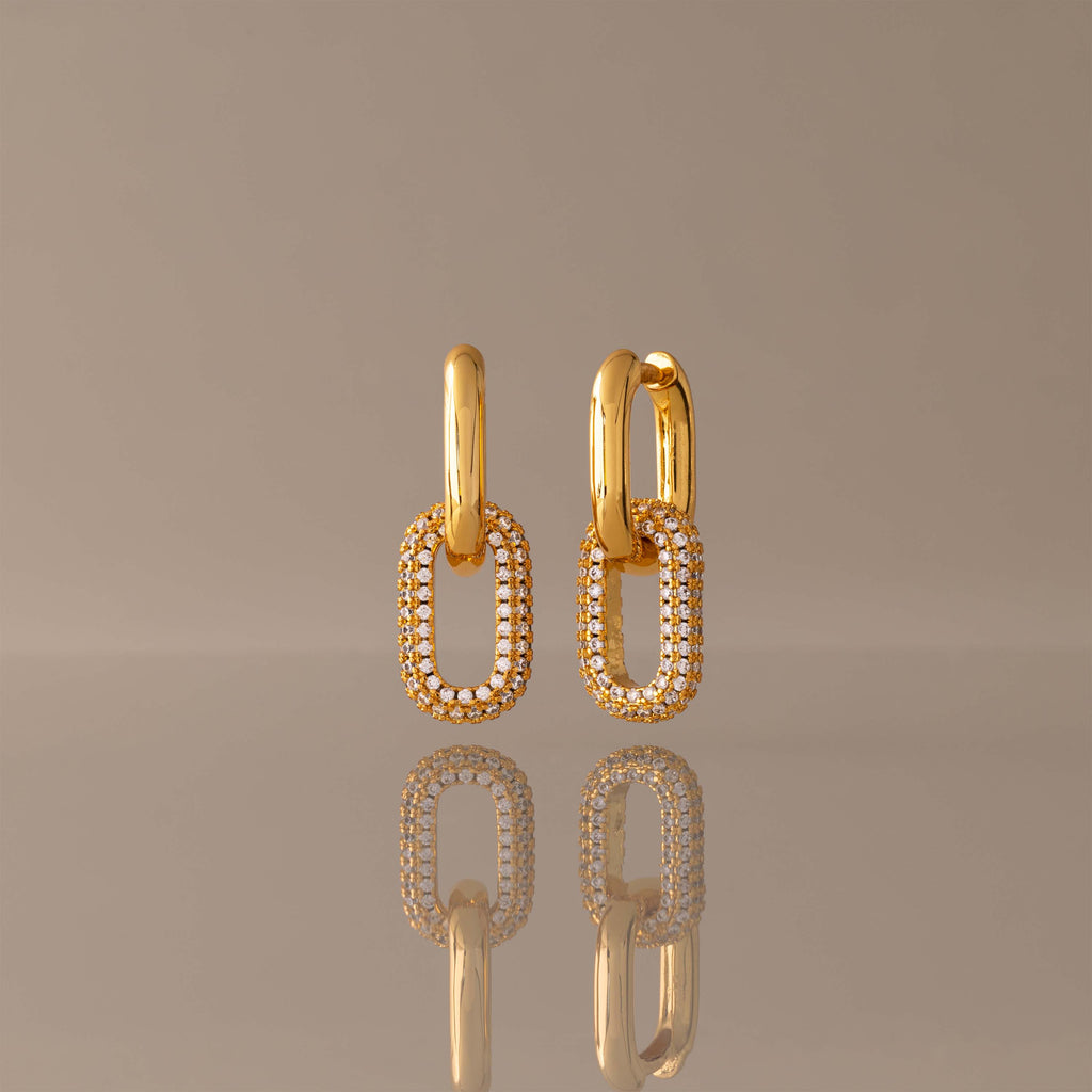 Bold Pave Link Earrings