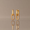 Bold Pave Link Earrings in 18K Gold