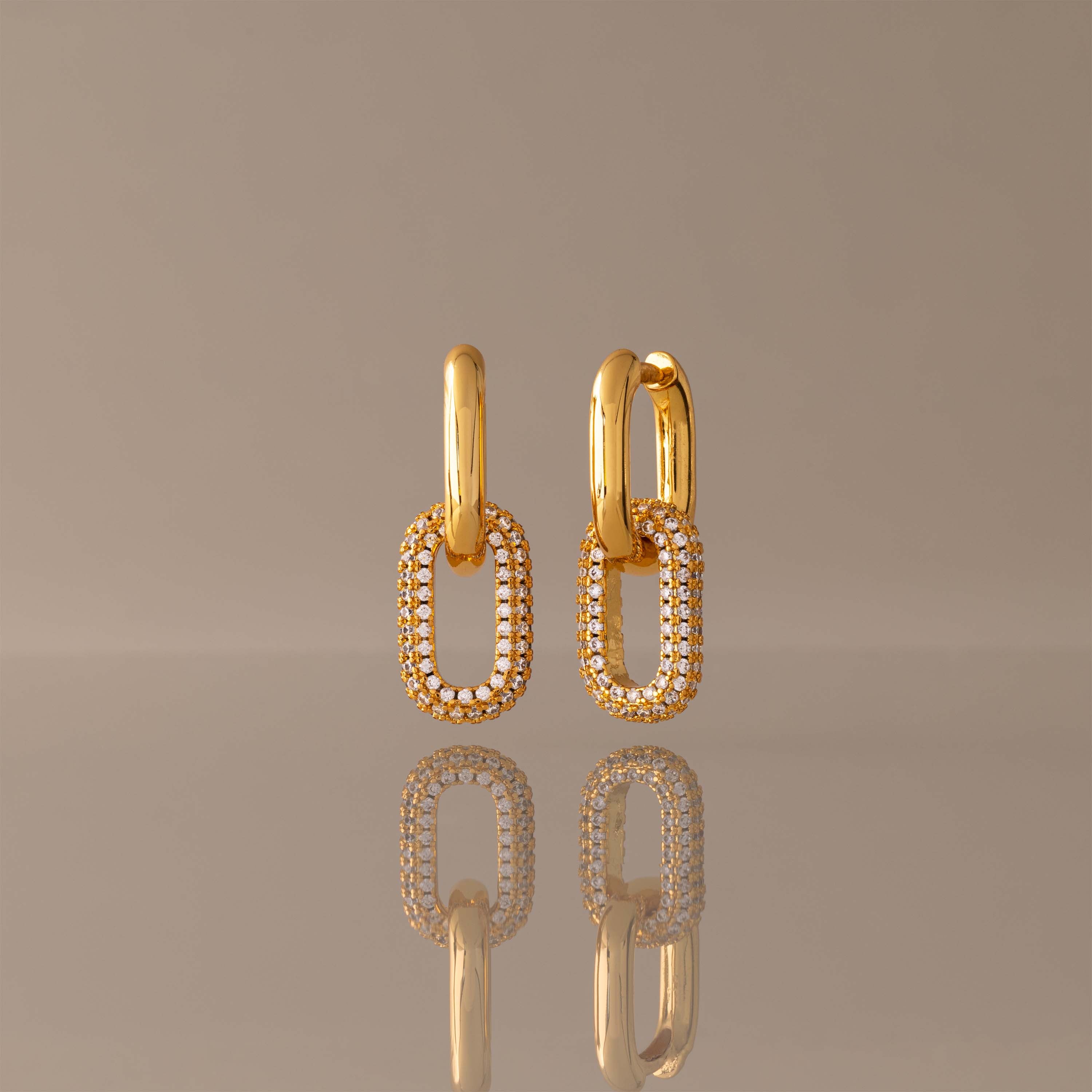 Bold Pave Link Earrings