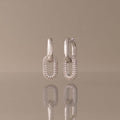 Bold Pave Link Earrings in Silver