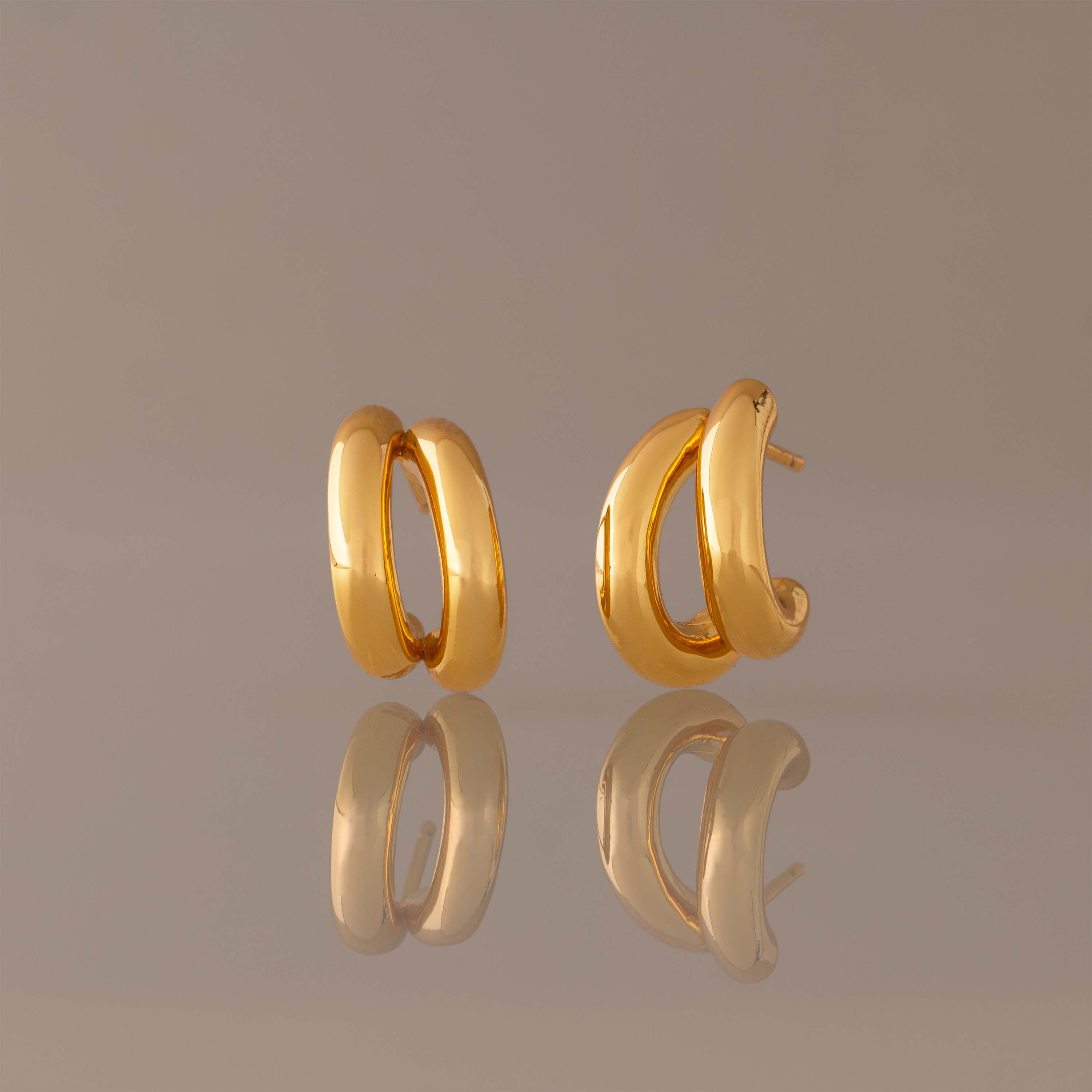Bold Duo Hoops in 18K Gold