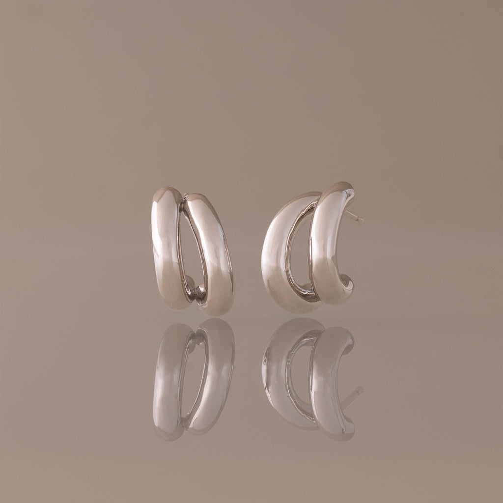 Bold Duo Hoops in Silver