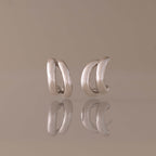 Bold Duo Hoops in Silver