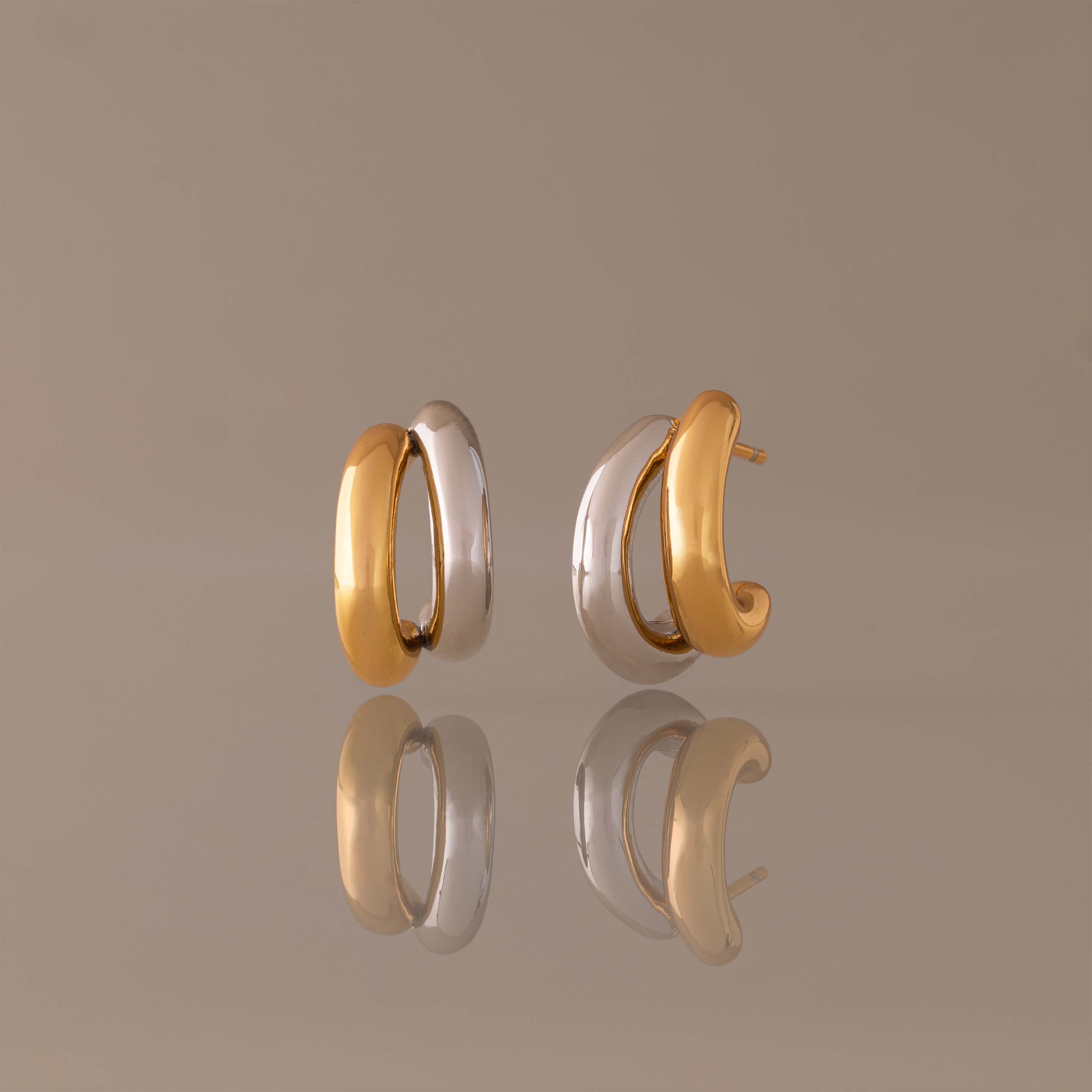 Bold Duo Hoops in Mixed Metal