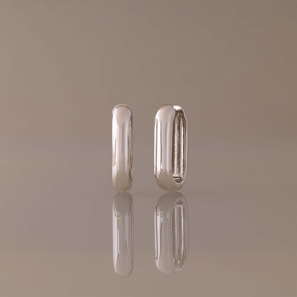 Chunky Link Hoops in Silver
