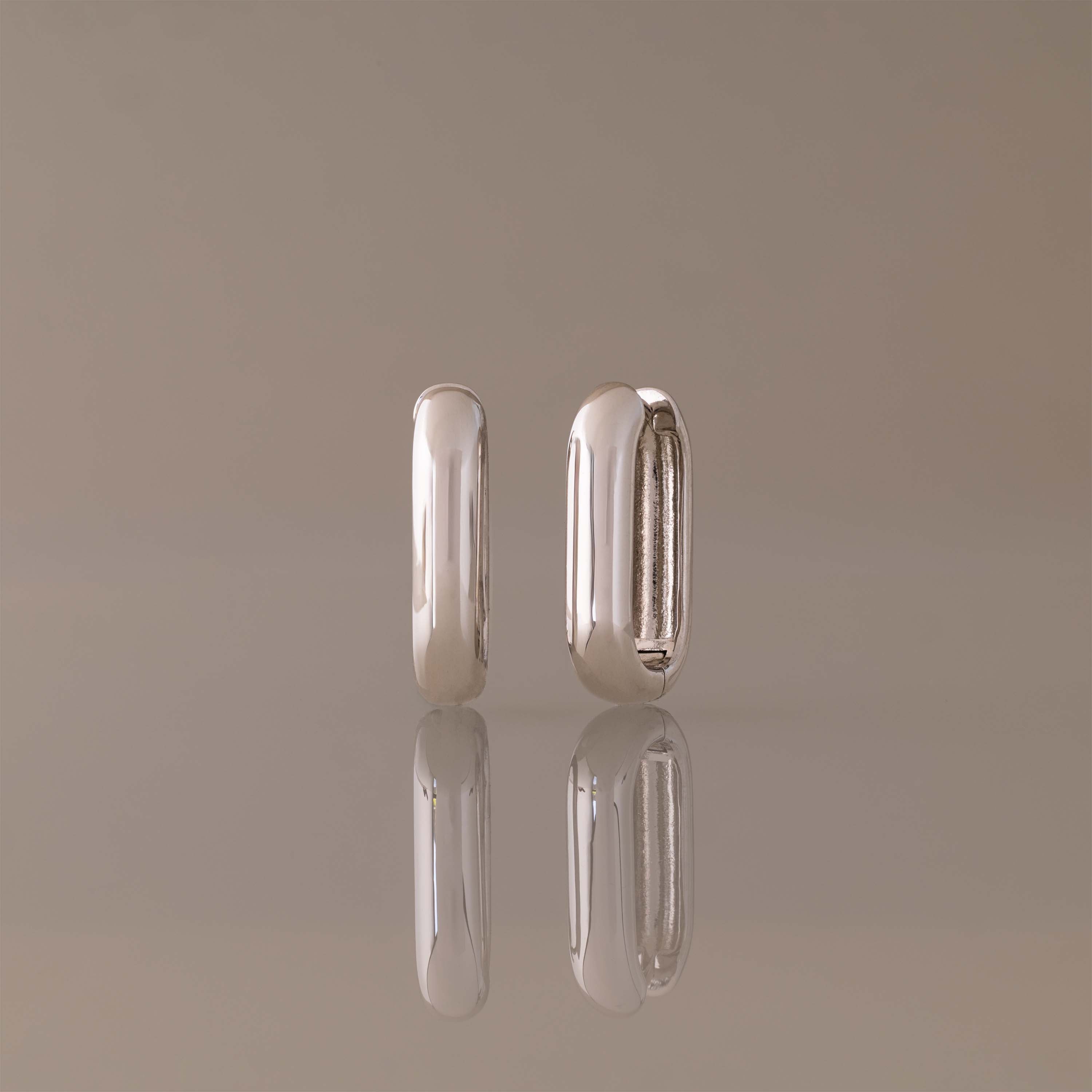 Chunky Link Hoops in Silver