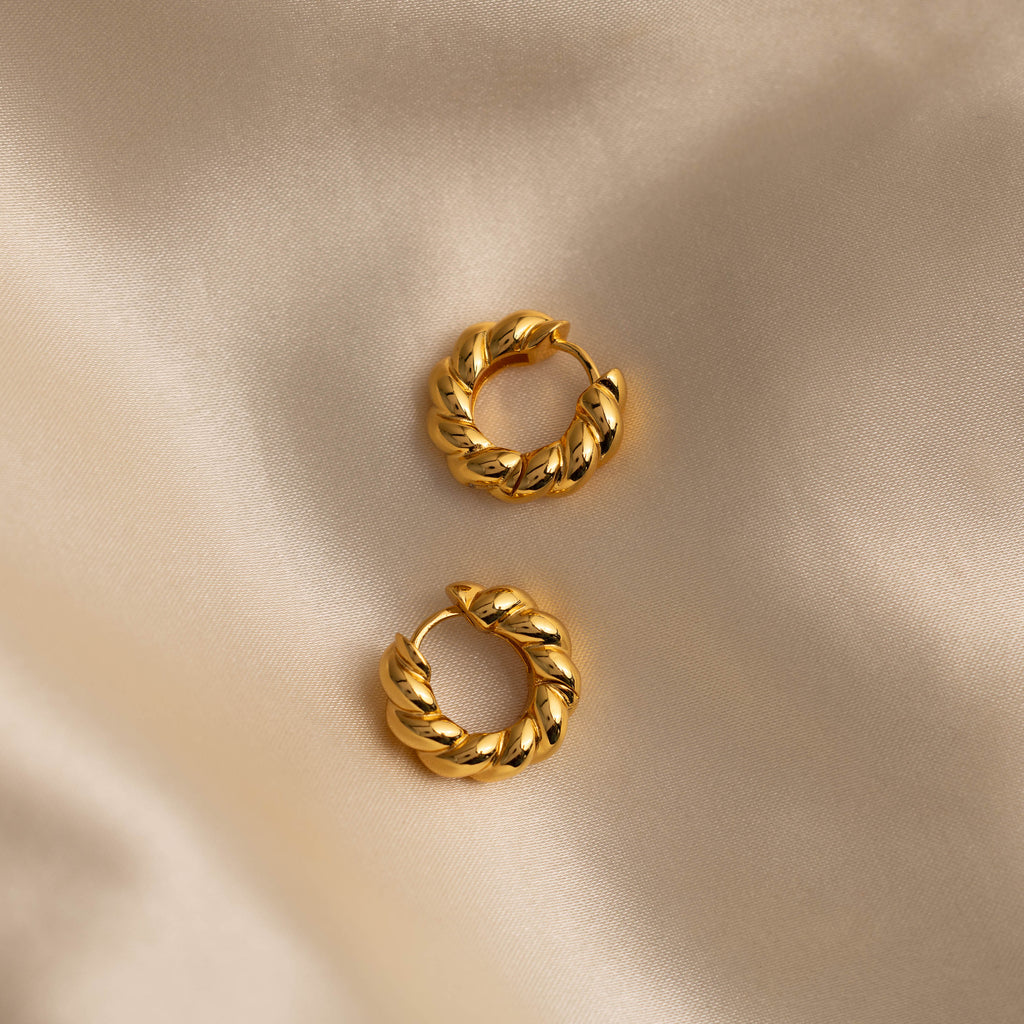Sculpted Twist Hoops in 18K Gold