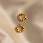 Sculpted Twist Hoops in 18K Gold