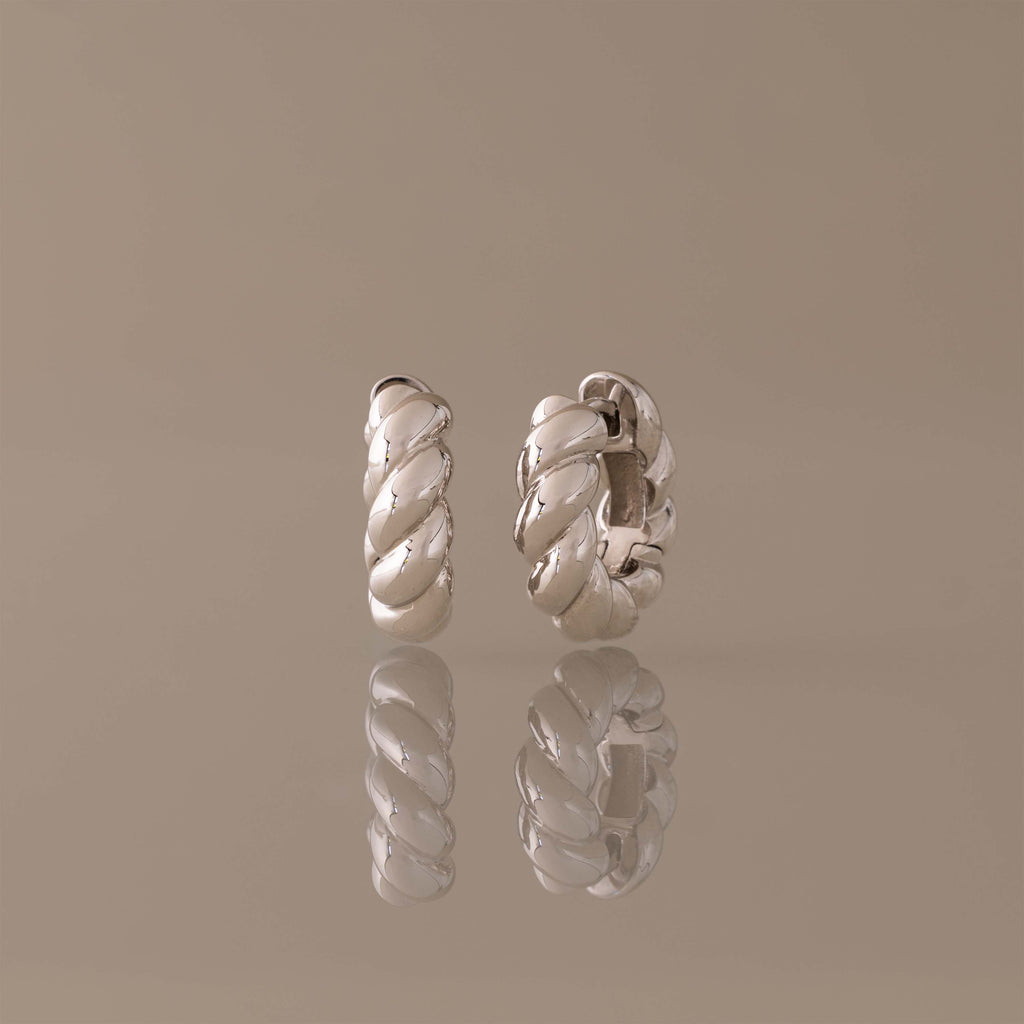 Sculpted Twist Hoops in Silver