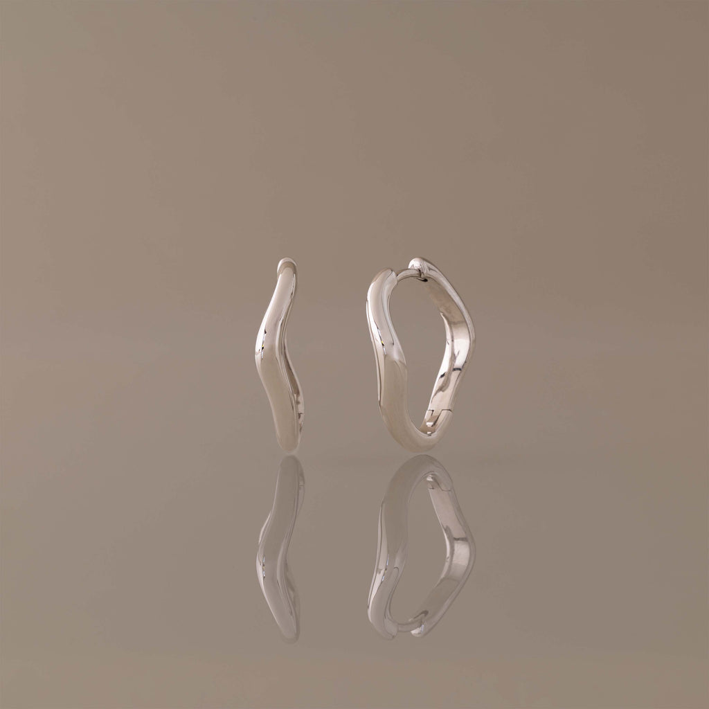 Organic Wave Earrings in Silver