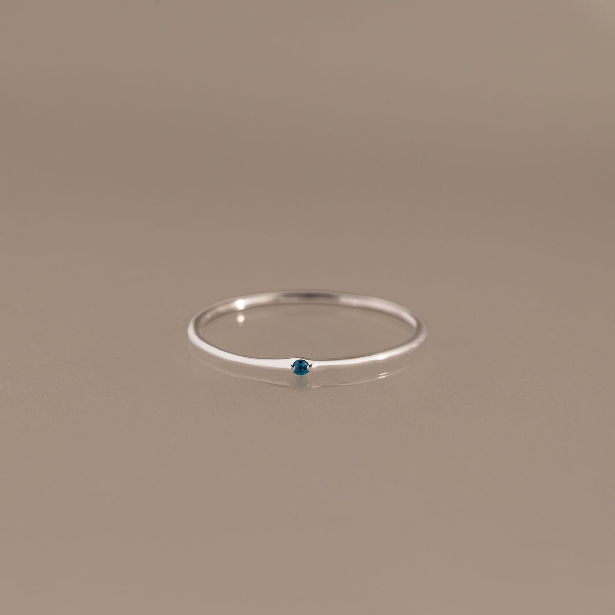 Thin Mini Blue Zircon Ring