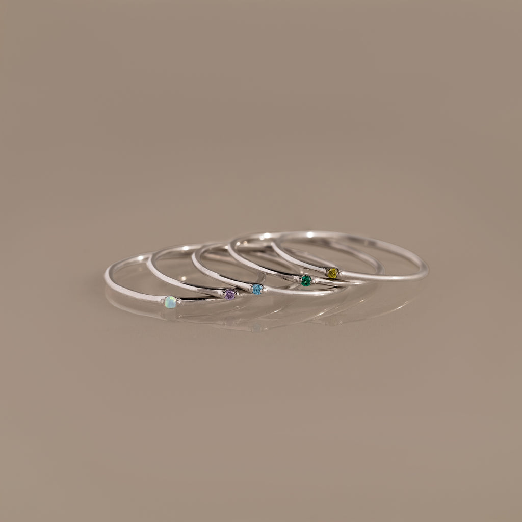 Thin Mini Birthstone Ring