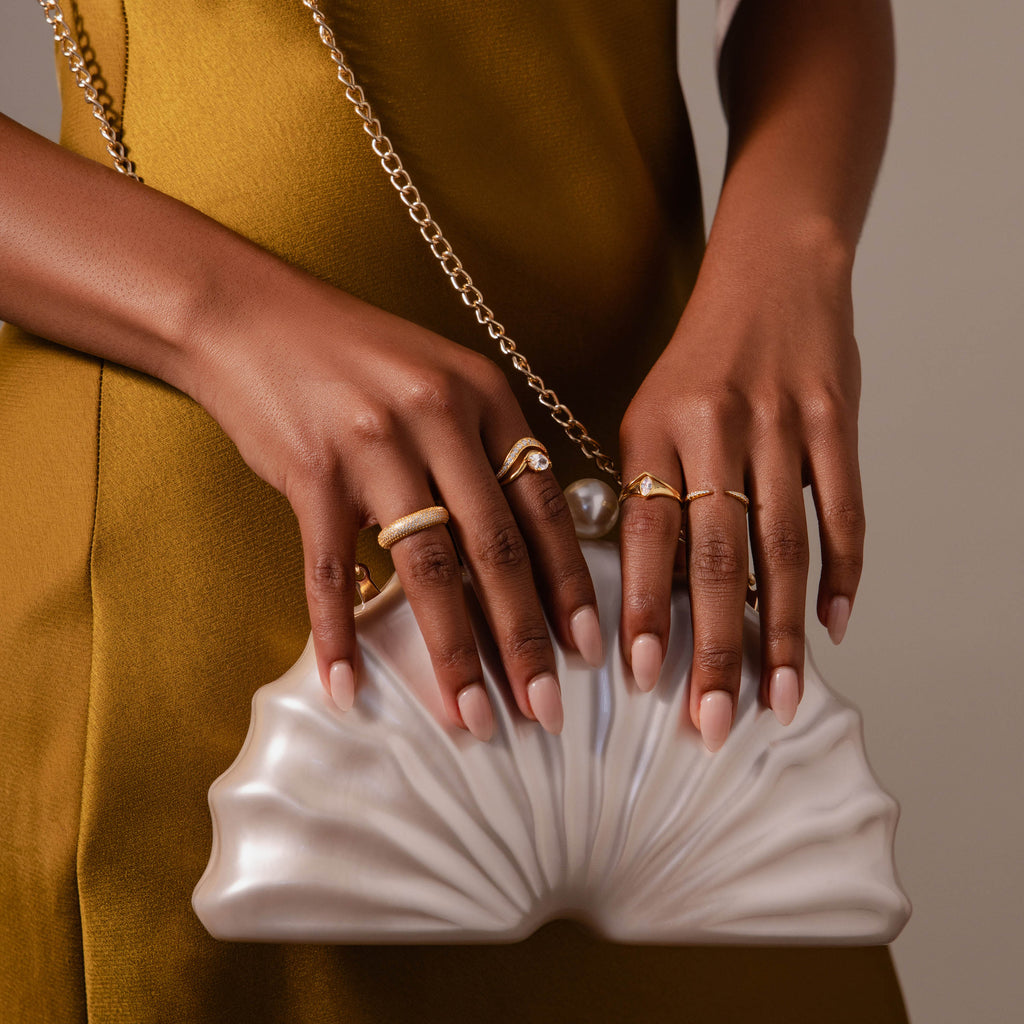 Sculptural Solitaire Ring Set