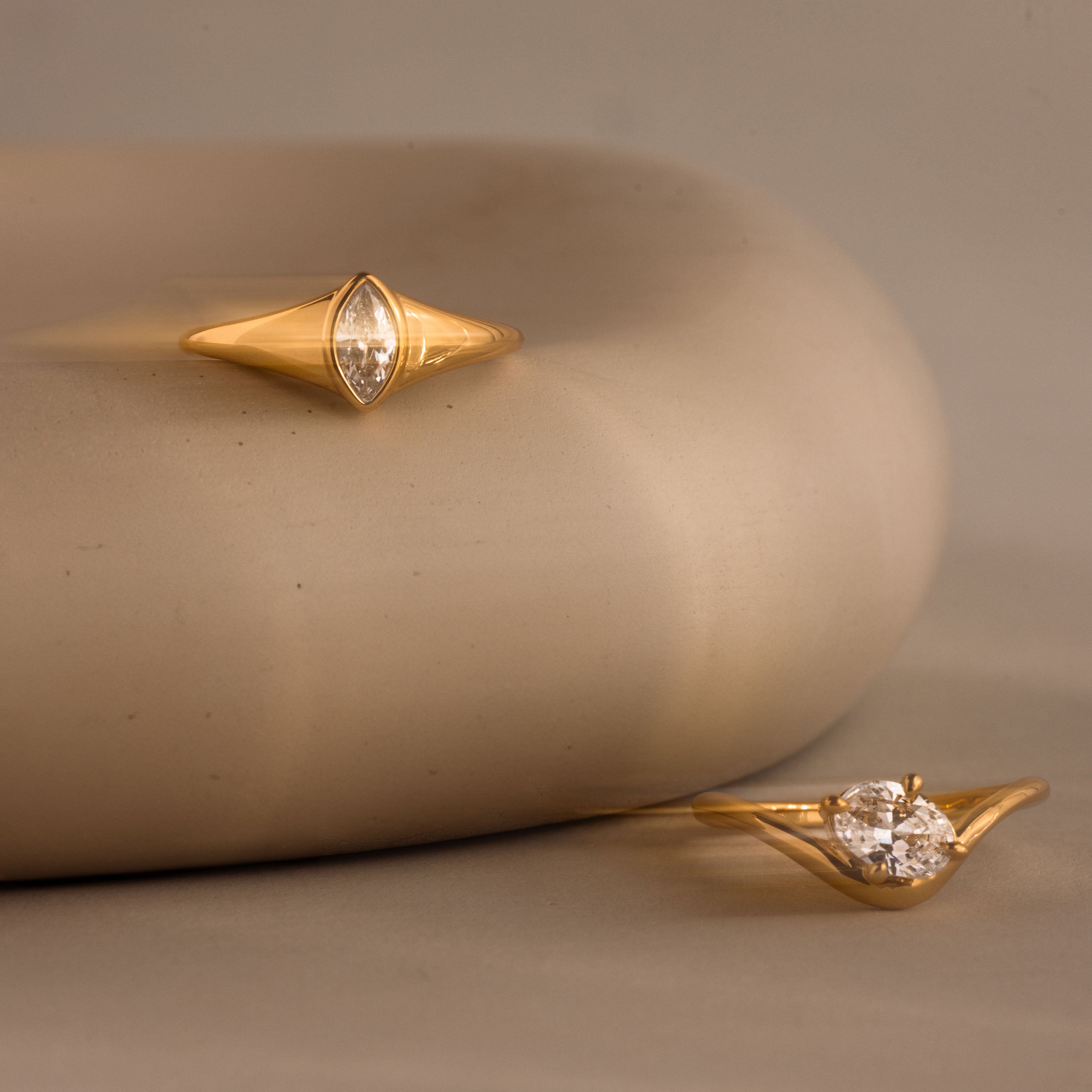 Sculptural Solitaire Ring Set