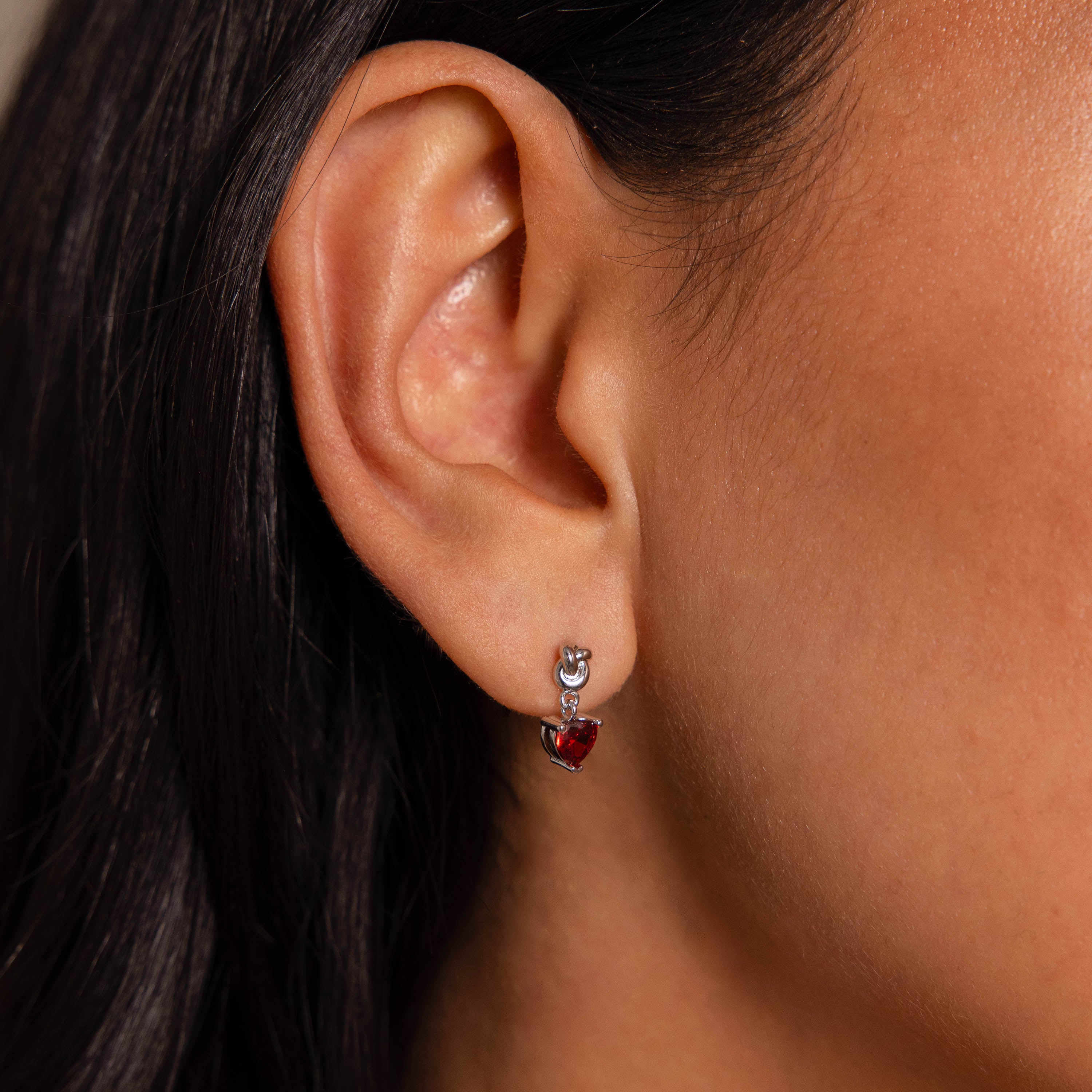 Garnet Heart Knot Studs