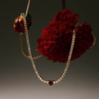 Garnet Heart Tennis Necklace in 18K Gold