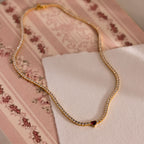 Garnet Diamond Heart Jewelry Set in 18K Gold