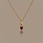 Garnet Heart Knot Necklace