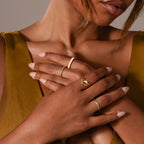 Mixed Gem Wave Ring Set
