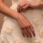 Beaded Diamond Hand Chain Bracelet in 18K Gold