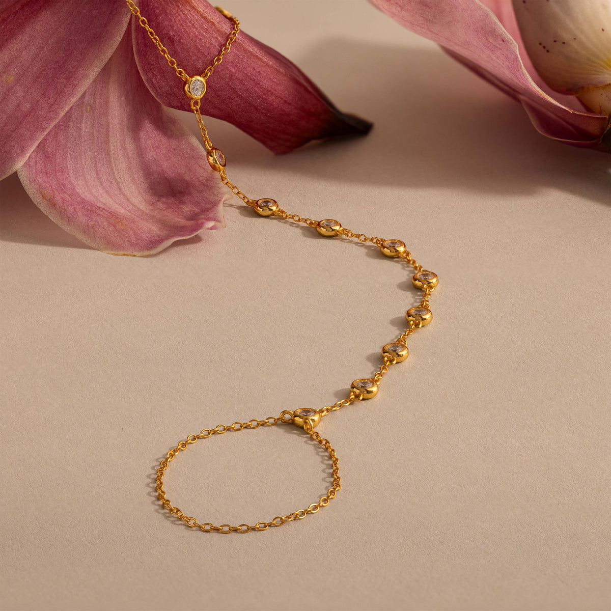 Beaded Diamond Hand Chain Bracelet