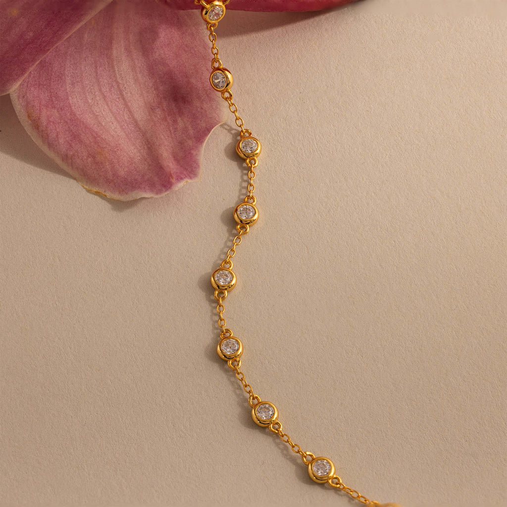 Beaded Diamond Hand Chain Bracelet