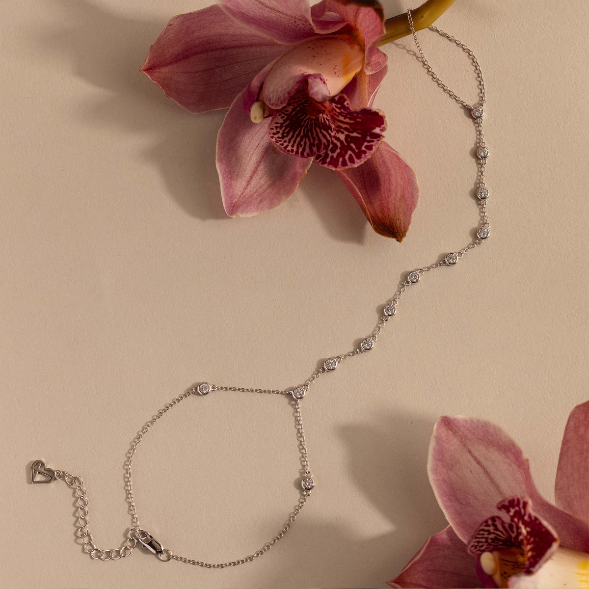 Beaded Diamond Hand Chain Bracelet