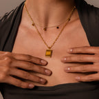 Tiger's Eye Locket Necklace in 18K Gold
