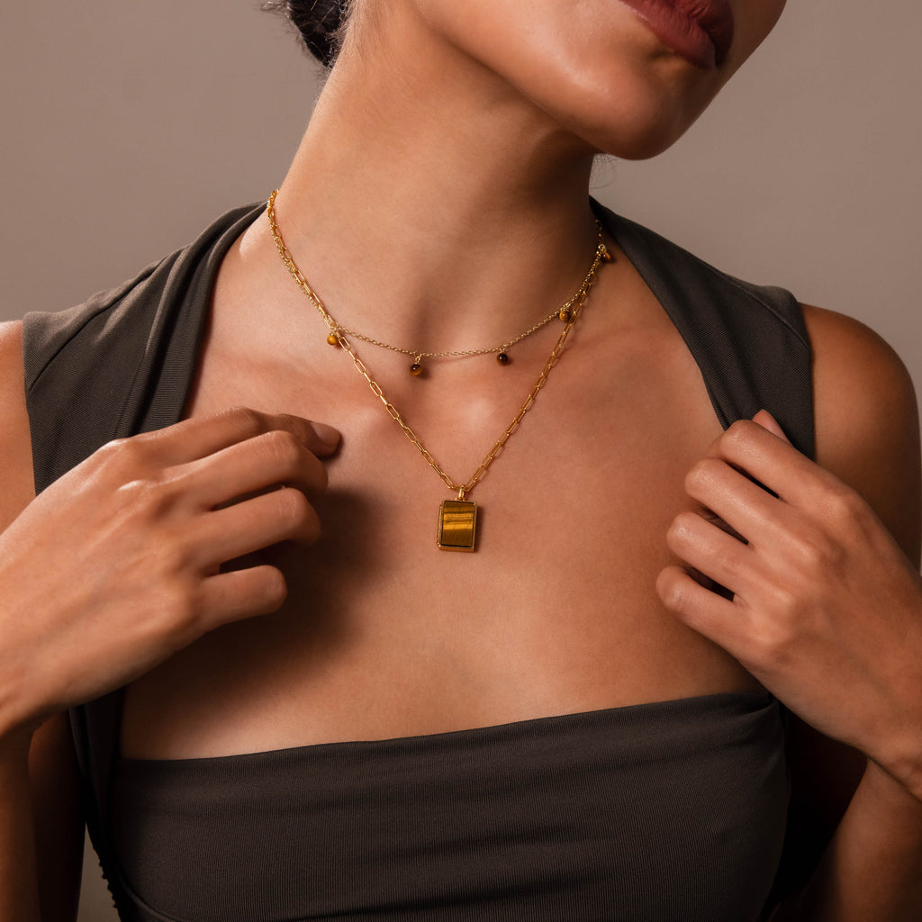 Tiger's Eye Locket Necklace