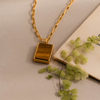 Tiger's Eye Locket Necklace in 18K Gold