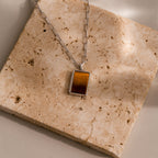 Tiger's Eye Locket Necklace in Silver