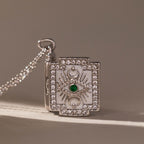 Pave Evil Eye Locket Necklace in Silver