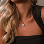 Pave Evil Eye Locket Necklace in 18K Gold