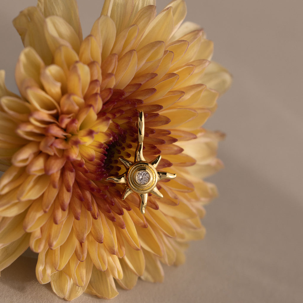 Mystic Diamond Sun Charm in 18K Gold