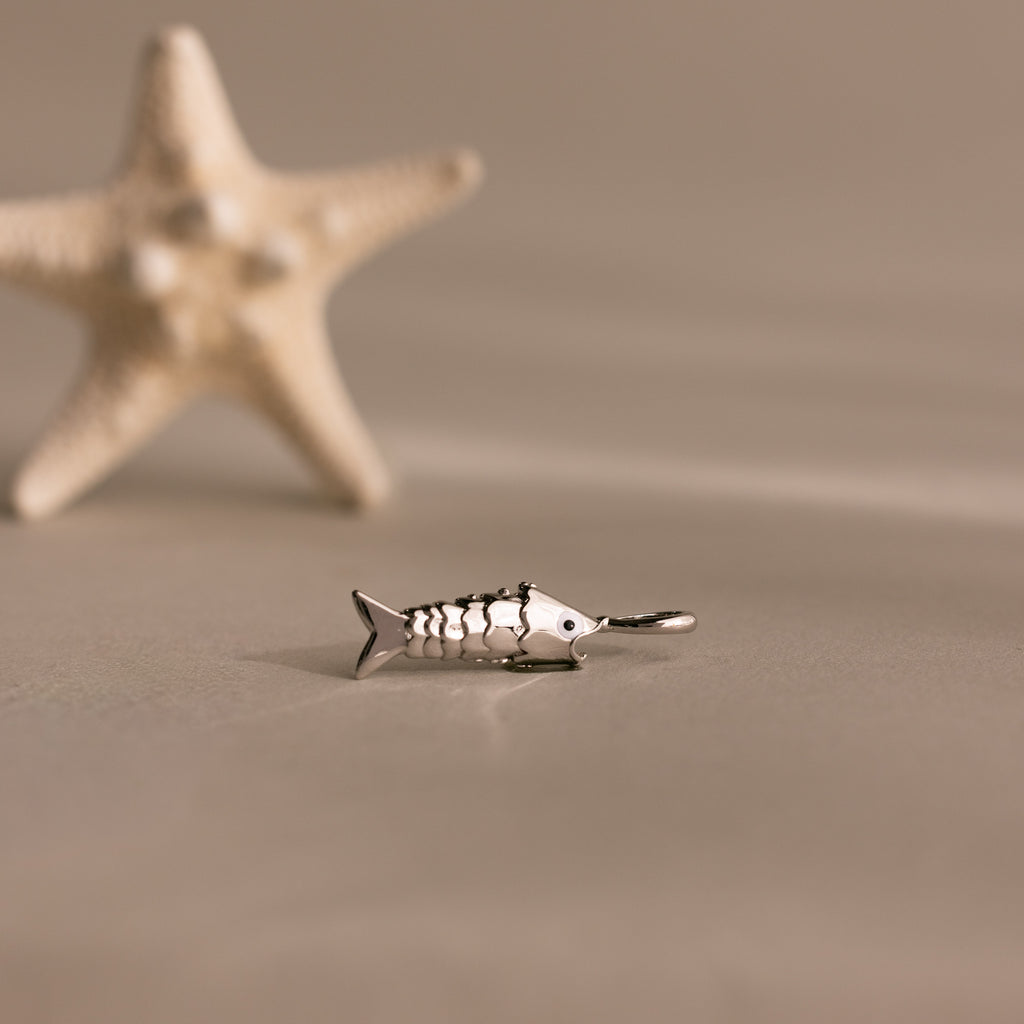 Swimmer Fish Charm in Silver