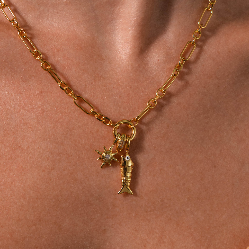 Mystic Diamond Sun Charm in 18K Gold