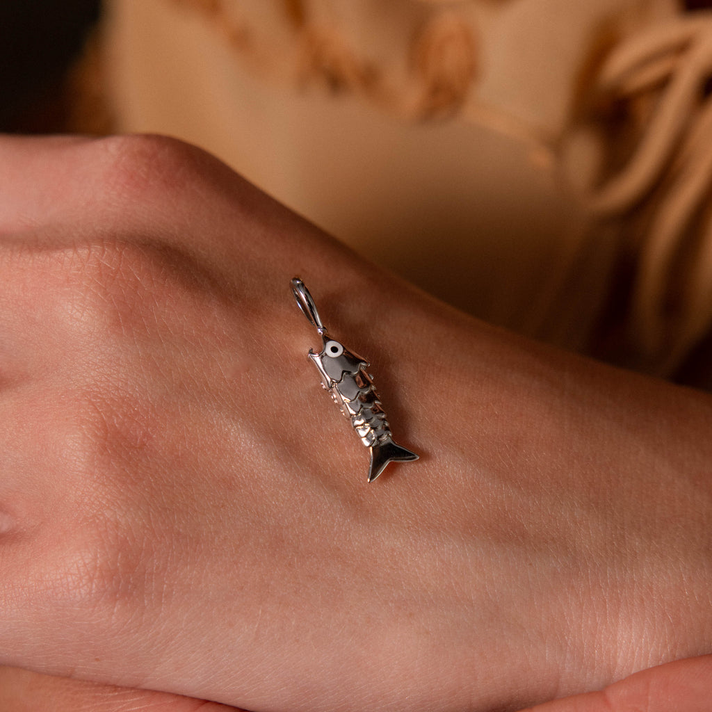 Swimmer Fish Charm in Silver