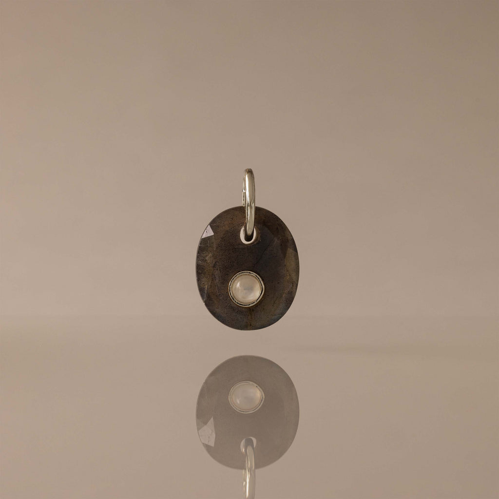 Moonstone Labradorite Charm in Silver