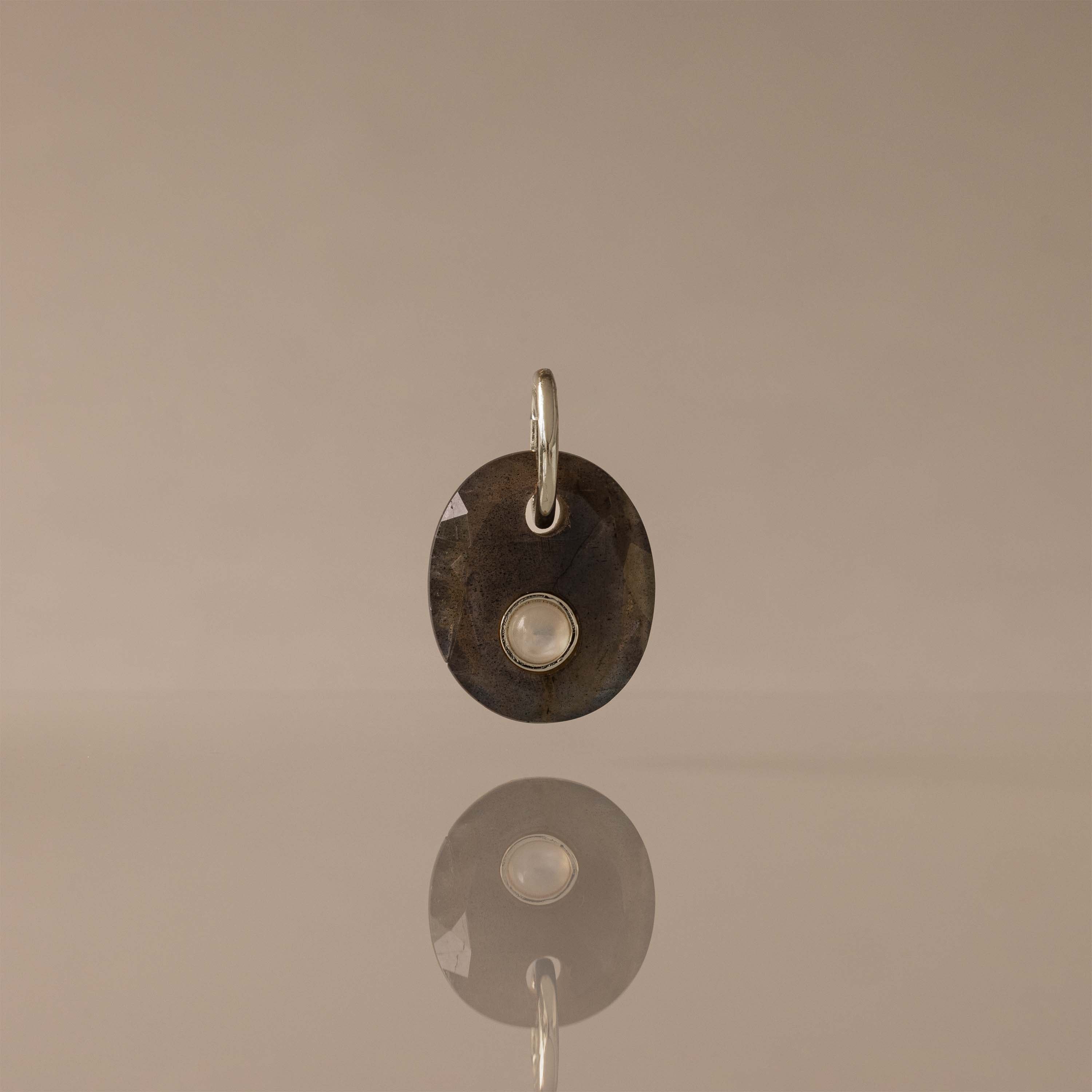 Moonstone Labradorite Charm in Silver