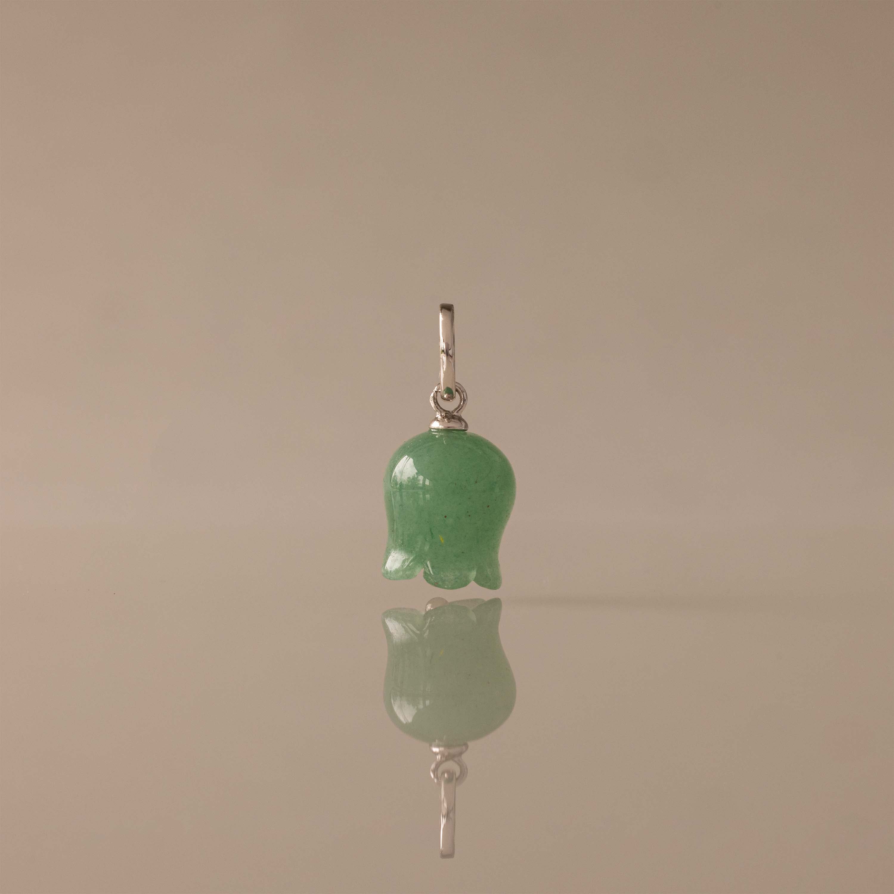 Jade Bellflower Charm in Silver
